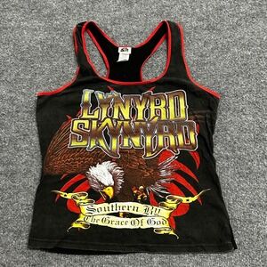 Vintage Vinyl Tank Top Womens Size M Black Lynyrd Skynyrd Graphic Racerback 2006